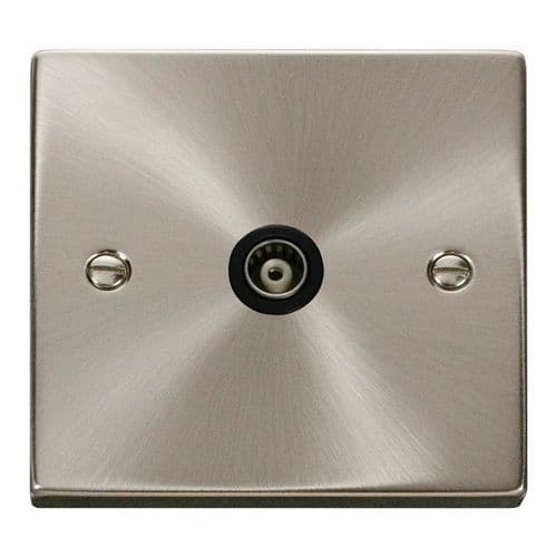 Scolmore Click Deco Satin Chrome 1 Gang Isolated Co-Axial Socket