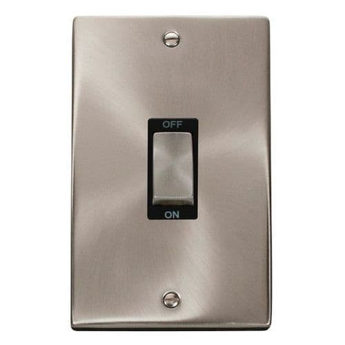 Scolmore Click Deco Satin Chrome Ingot 2 Gang 45A 2 Pole Switch