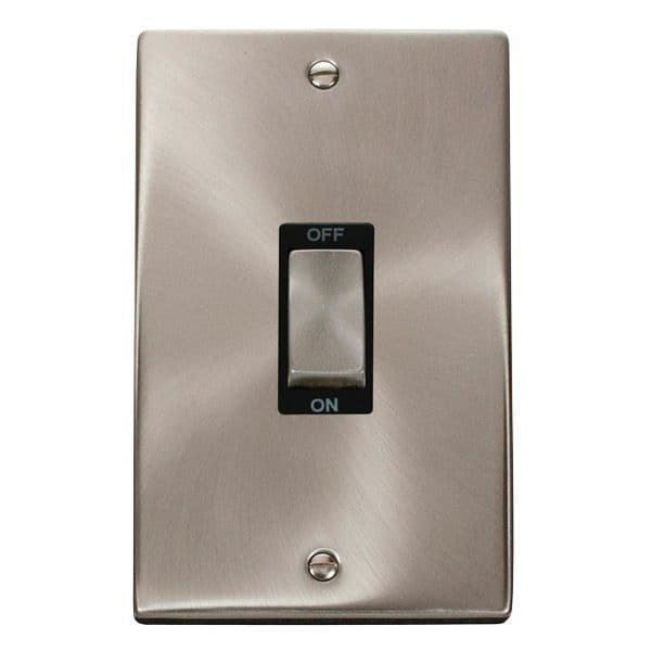 Scolmore Click Deco Satin Chrome Ingot 2 Gang 45A 2 Pole Switch