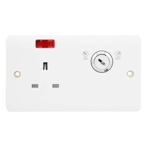 Scolmore Click Polar White Mode 1 Gang 13A 2 Pole Neon Lockable Socket