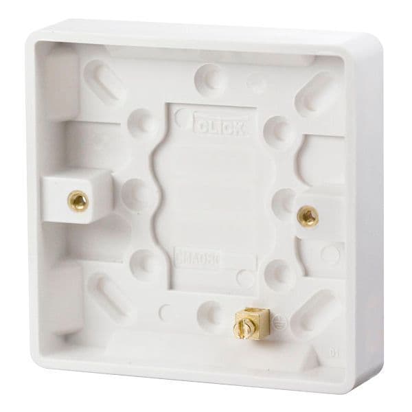 Scolmore Click Polar White Mode 1 Gang 16mm Deep Earth Terminal Pattress Box