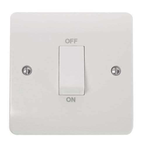 Scolmore Click Polar White Mode 1 Gang 45A 2 Pole White Rocker Plate Switch