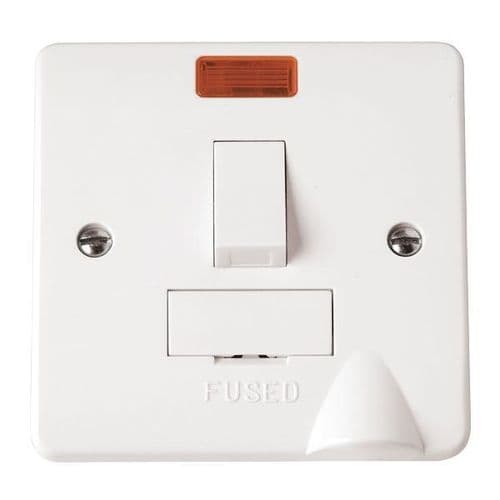 Scolmore Click Polar White Mode 13A 2 Pole Flex Outlet Neon Switched Fused Spur Unit