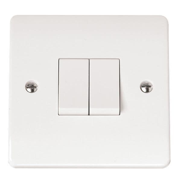 Scolmore Click Polar White Mode 2 Gang 10AX 2 Way Plate Switch