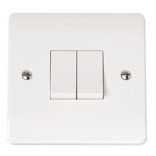 Scolmore Click Polar White Mode 2 Gang 10AX 2 Way Plate Switch