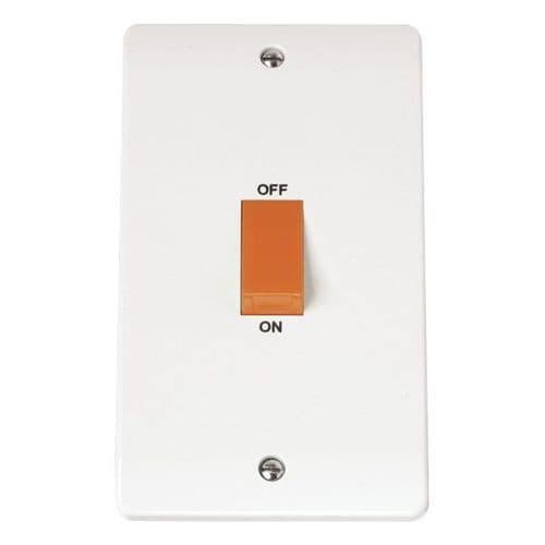 Scolmore Click Polar White Mode 2 Gang 45A 2 Pole Vertical Plate Switch