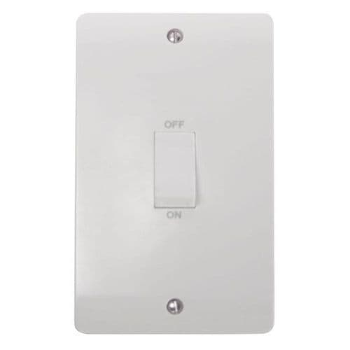 Scolmore Click Polar White Mode 2 Gang 45A 2 Pole Vertical White Rocker Plate Switch