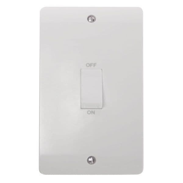 Scolmore Click Polar White Mode 2 Gang 45A 2 Pole Vertical White Rocker Plate Switch
