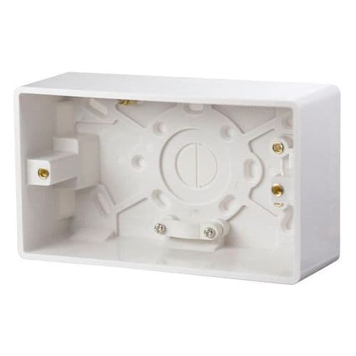 Scolmore Click Polar White Mode 2 Gang 47mm Deep Cable Restraint Earth Terminal Pattress Box