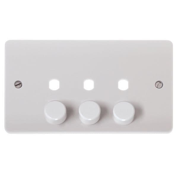 Scolmore Click Polar White Mode 3 Gang 3 Aperture Unfurnished Dimmer Plate and Knob