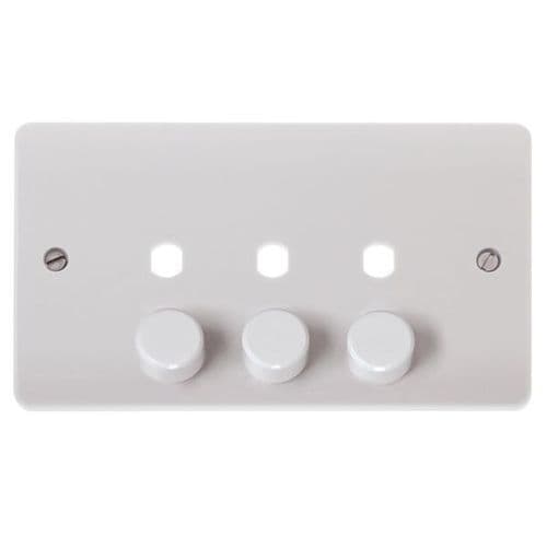 Scolmore Click Polar White Mode 3 Gang 3 Aperture Unfurnished Dimmer Plate and Knob