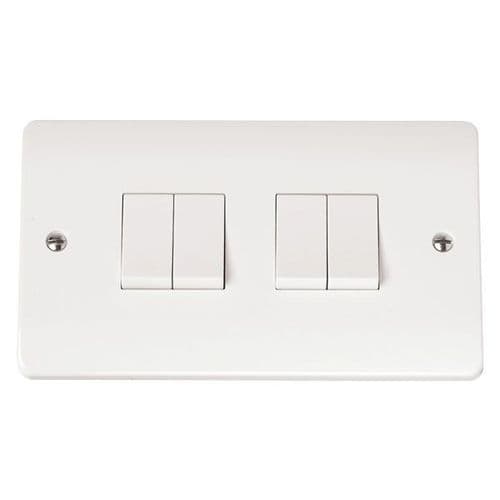Scolmore Click Polar White Mode 4 Gang 10AX 2 Way Plate Switch