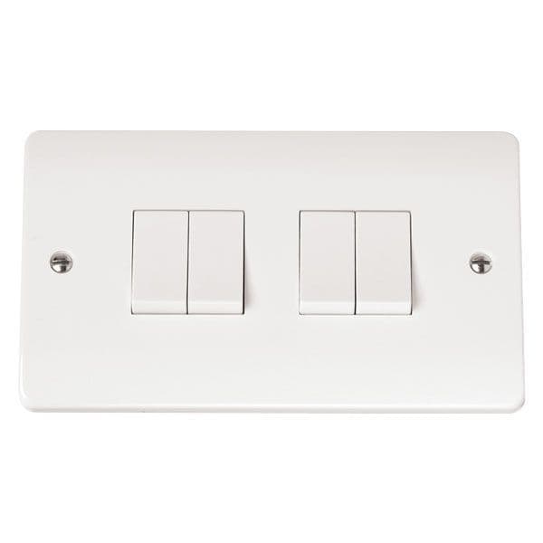 Scolmore Click Polar White Mode 4 Gang 10AX 2 Way Plate Switch