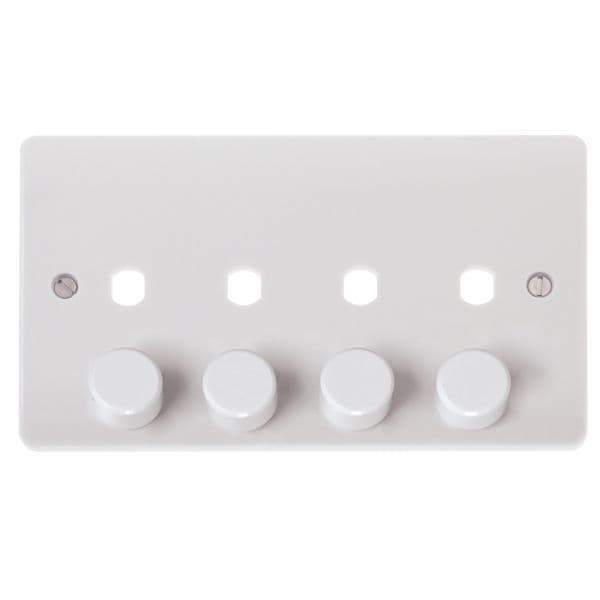 Scolmore Click Polar White Mode 4 Gang 4 Aperture Unfurnished Dimmer Plate and Knob