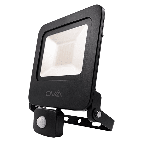 Scolmore Ovia Pathfinder 50W LED Floodlight With PIR IP44 Cool White Black