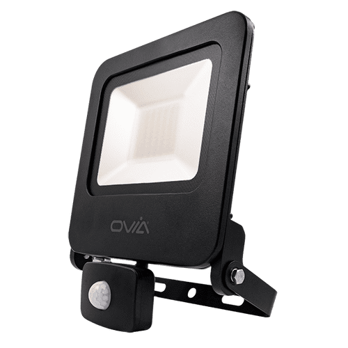 Scolmore Ovia Pathfinder 50W LED Floodlight With PIR IP44 Cool White Black