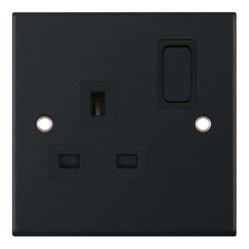 Selectric Matt black 1 Gang 13 Amp Socket DP – Switched