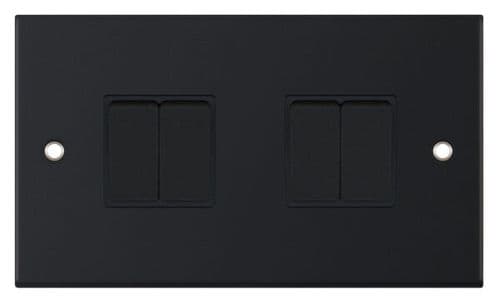 Selectric Matt black 10 Amp Plate Switch – 4 Gang 2 Way – X-Rated