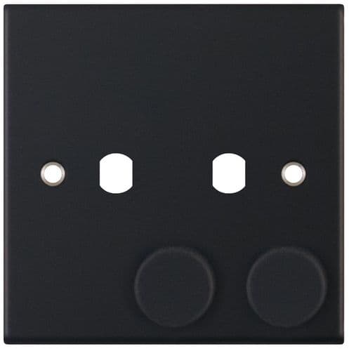 Selectric Matt black 2 Aperture Empty Dimmer Plate with Knobs