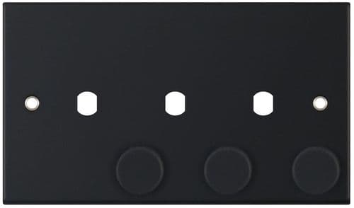 Selectric Matt black 3 Aperture Empty Dimmer Plate with Knobs