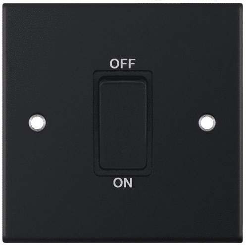 Selectric Matt black 45 Amp DP Switch – 1 Gang Plate