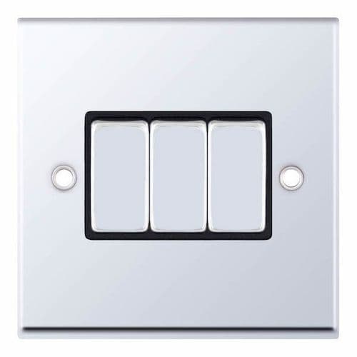 Selectric Polished Chrome 10 Amp Plate Switch – 3 Gang 2 Way – X-Rated