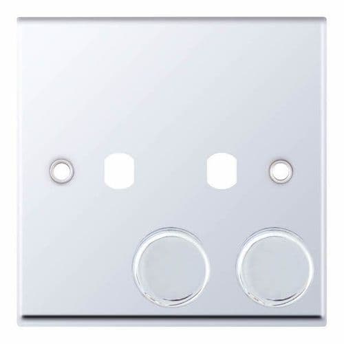 Selectric Polished Chrome 2 Aperture Empty Dimmer Plate with Knobs