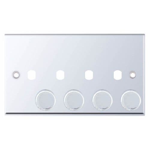 Selectric Polished Chrome 4 Aperture Empty Dimmer Plate with Knobs