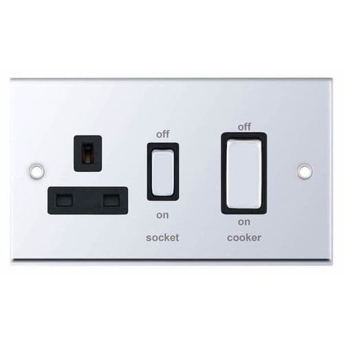 Selectric Polished Chrome 45 Amp Cooker Unit with 13 Amp Switched Socket