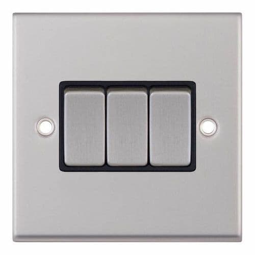 Selectric satin chrome 10 Amp Plate Switch – 3 Gang 2 Way – X-Rated