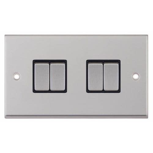 Selectric satin chrome 10 Amp Plate Switch – 4 Gang 2 Way – X-Rated
