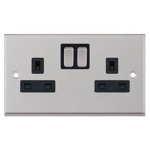 Selectric Satin chrome 2 Gang 13 Amp Socket SP – Switched