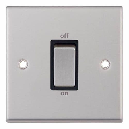 Selectric satin chrome 45 Amp DP Switch – 1 Gang Plate