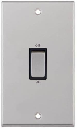 Selectric satin chrome 45 Amp DP Switch – 2 Gang Plate