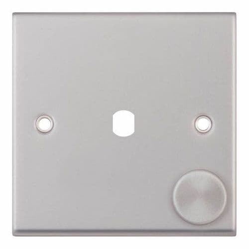 Selectric Satin Chrome1 Aperture Empty Dimmer Plate with Knob