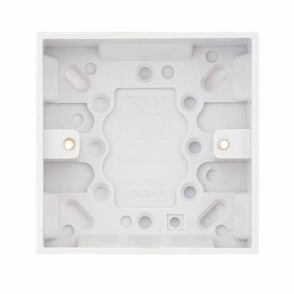 Selectric White 1 Gang Surface Pattress Box – 25mm Deep