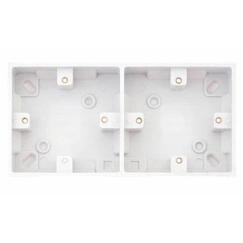 Selectric White 2 Gang Surface Pattress Box – 25mm Deep – Dual (2 x 1 Gang)