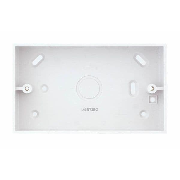 Selectric White 2 Gang Surface Pattress Box – 30mm Deep – ABS