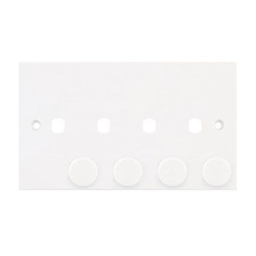Selectric White 4 Aperture Empty Dimmer Plate with Knobs