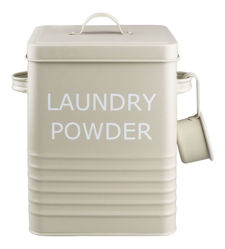 OLIVE LAUNDRY POWDER STORAGE BOX TABLET WASHING TIN UTILITY CONTAINER