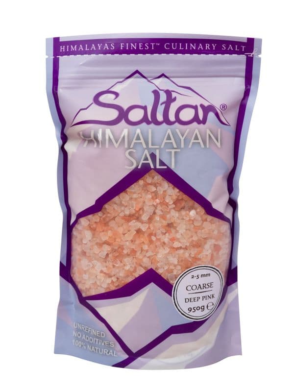 10 x 1kg Premium Himalayan 2-5mm Coarse Deep Pink Saltan™ Salt Retail Pouches wholesale - Food Grade on sale www.saltanltd.com