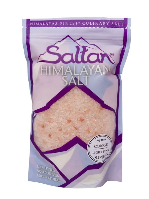 10 x 1kg Premium Himalayan 2-5mm Light Pink Coarse Saltan™ Salt Retail Pouches wholesale - Food Grade on sale www.saltanltd.com