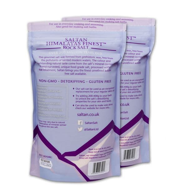 2 x 650g Bags Saltan Himalayan Pink Salt Sole Rocks (3-8cm)