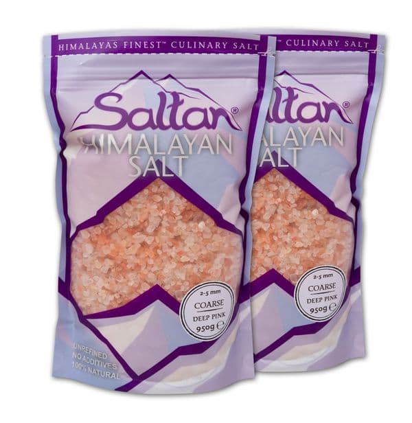 2 x 950g Bags Saltan Deeper Pink Himalayan Salt Coarse (2-5mm)