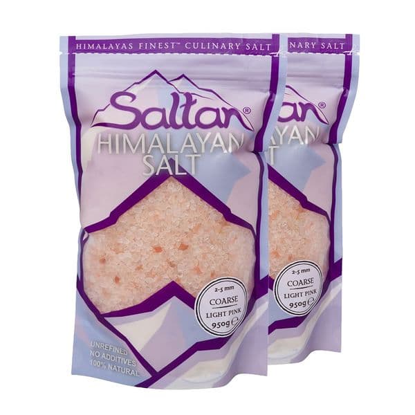 2 x 950g Bags Saltan Lighter Pink Himalayan Salt Coarse (2-5mm)