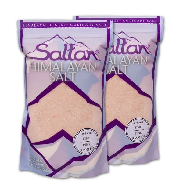 2 x 950g Bags Saltan Pink Himalayan Salt Fine (~0.6mm)