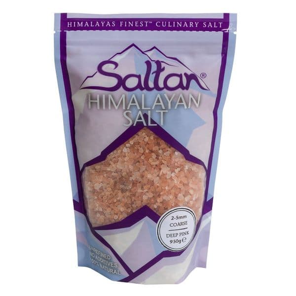 Himalayan 2-5mm Coarse Deeper Pink Salt Saltan™ 950g pouch on sale at our online store. As well as a variety of Himalayan Salt products to buy. www.saltanltd.com
