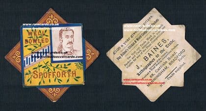 * 1883-84 Fred Spofforth Demon Bowler Baines rookie card LEGEND HOF All-Time GREAT only 1 known!