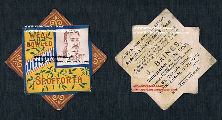 * 1883-84 Fred Spofforth Demon Bowler Baines rookie card LEGEND HOF All-Time GREAT only 1 known!