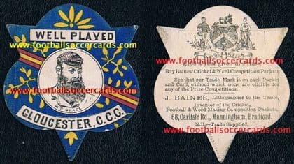 * 1883-84 W G Grace Baines ROOKIE CARD Babe Ruth of Cricket - OFFERS - see supporting photos below